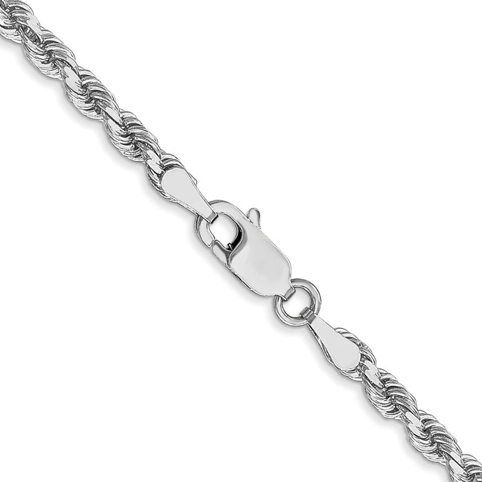 Buy 14K White Gold Diamond-Cut Rope Chain 18" - Stylish 3mm Links, Luxury!-3