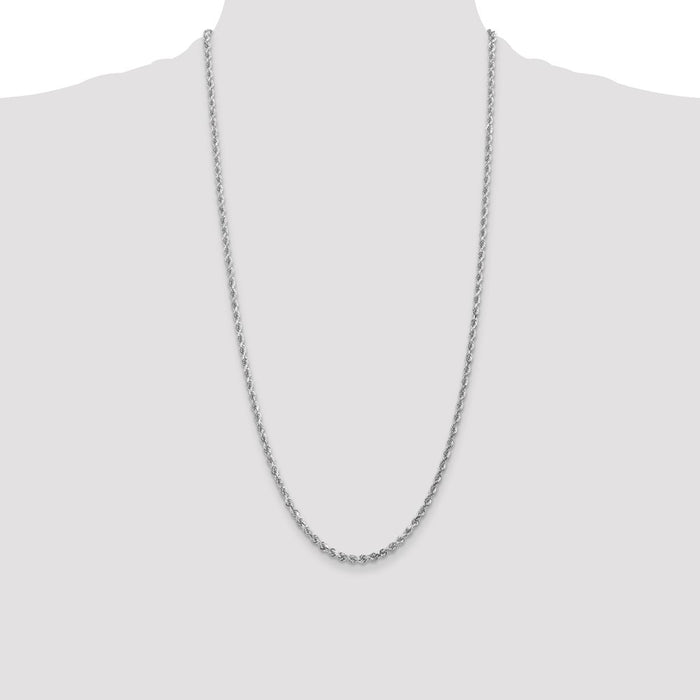 Shop Stylish 14K White Gold 28-Inch 3mm Diamond-Cut Rope Chain - Affordable Luxury-4