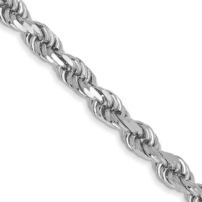 Buy 14K White Gold Diamond-Cut Rope Chain 18" - Stylish 3mm Links, Luxury!-1