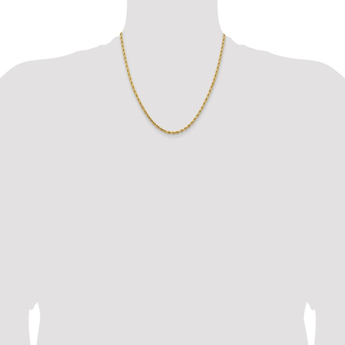 High-Quality 14K Gold 20-Inch 3.25mm Diamond-Cut Rope Chain - Stylish Value!-4