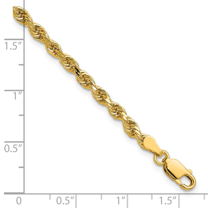 Shop 14K Gold 7-Inch Diamond-Cut Rope Chain - Stylish 3.25mm Links, Luxury!-3