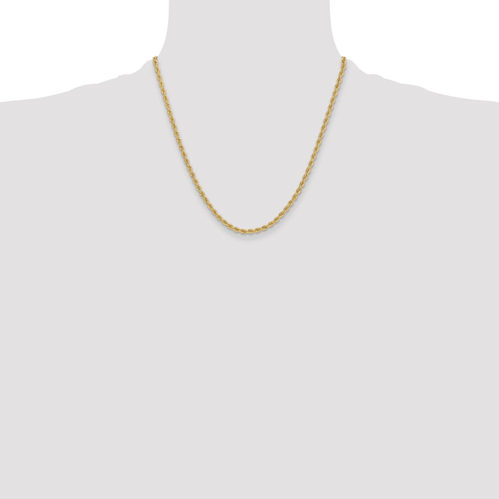 High-Quality 14K Gold 3.3mm Classic Rope Chain Necklace - Stylish Value!-4