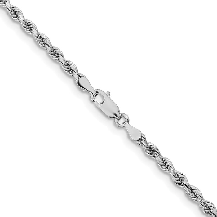 Exclusive 14K White Gold 20-Inch Diamond-Cut Rope Chain - Stylish 3.25mm-3