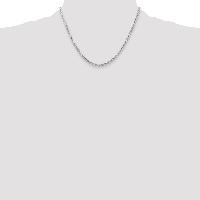 Designer 14K White Gold 18" Diamond-Cut Rope Chain - Stylish & Affordable!-4
