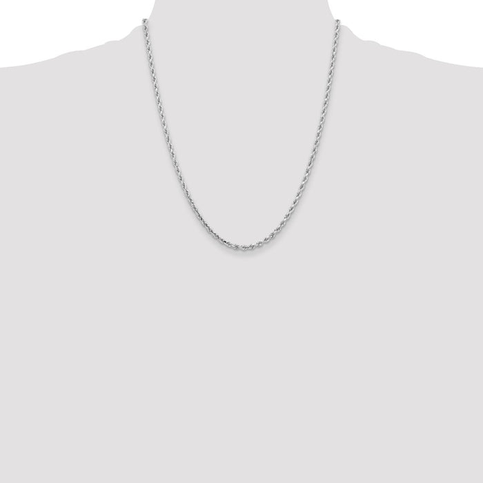 High-Quality 14K White Gold 22-Inch 3.25mm Diamond-Cut Rope Chain - Stylish Value-4