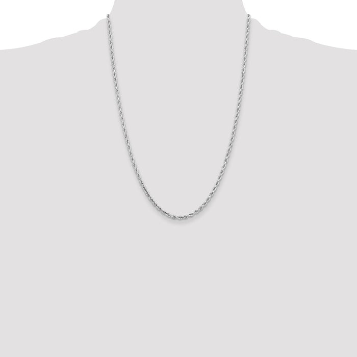Shop 14K White Gold 24-Inch 3.25mm Diamond-Cut Rope Chain - Stylish & Affordable!-4
