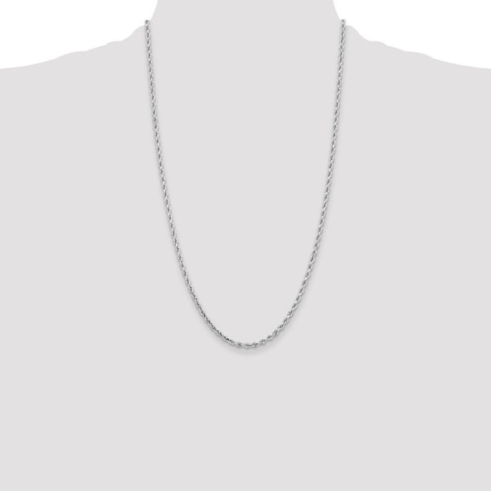 Shop 14K White Gold 26-Inch Diamond-Cut Rope Chain, 3.25mm - Luxury Style!-4