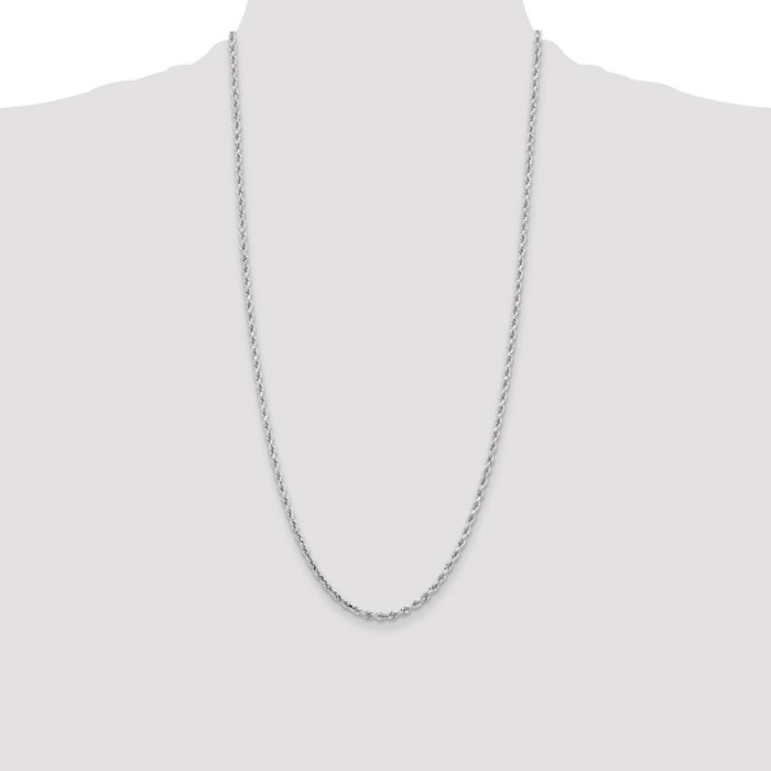 High-Quality 14K White Gold 28" Diamond-Cut Rope Chain, 3.25mm - Affordable Luxury-4