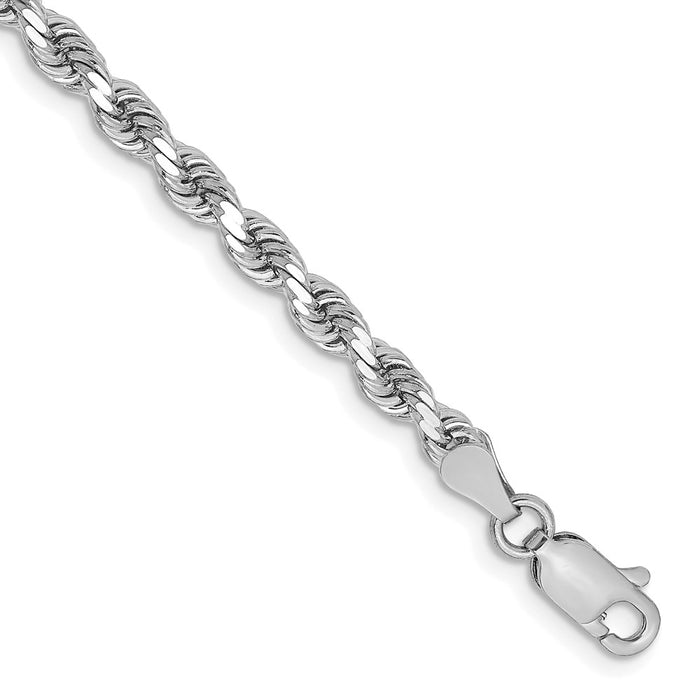 Exclusive 14K White Gold 7-Inch Diamond-Cut Rope Chain - Stylish 3.25mm Links-1