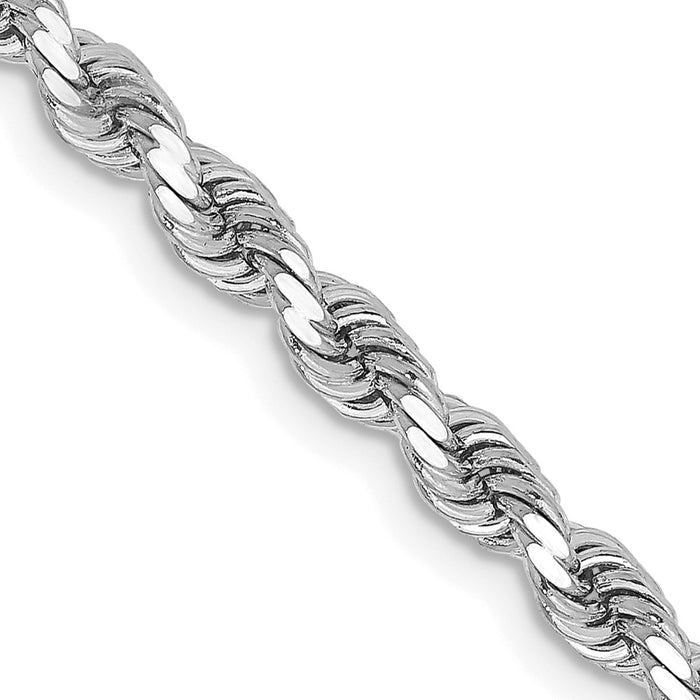 Designer 14K White Gold 18" Diamond-Cut Rope Chain - Stylish & Affordable!-1