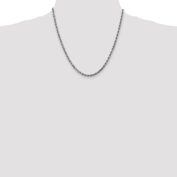 Shop 14K White Gold 20-Inch 3.5mm Diamond-Cut Rope Chain - Stylish & Durable!-4