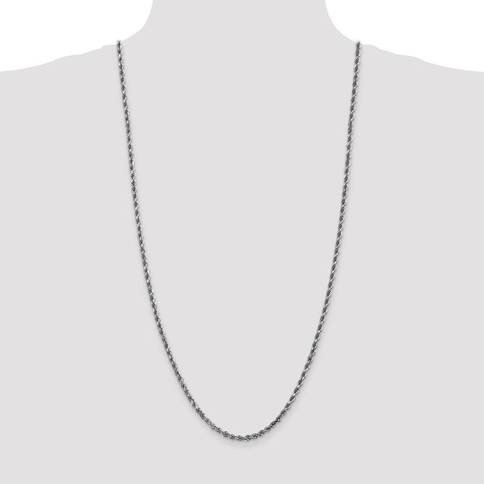 Exclusive 14K White Gold 30-Inch 3.5mm Rope Chain - Stylish Diamond-Cut Design-4