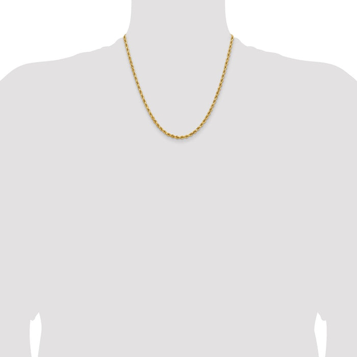 High-Quality 14K Gold 20-Inch Diamond-Cut Rope Chain, 3.75mm Width, Stylish Design-4