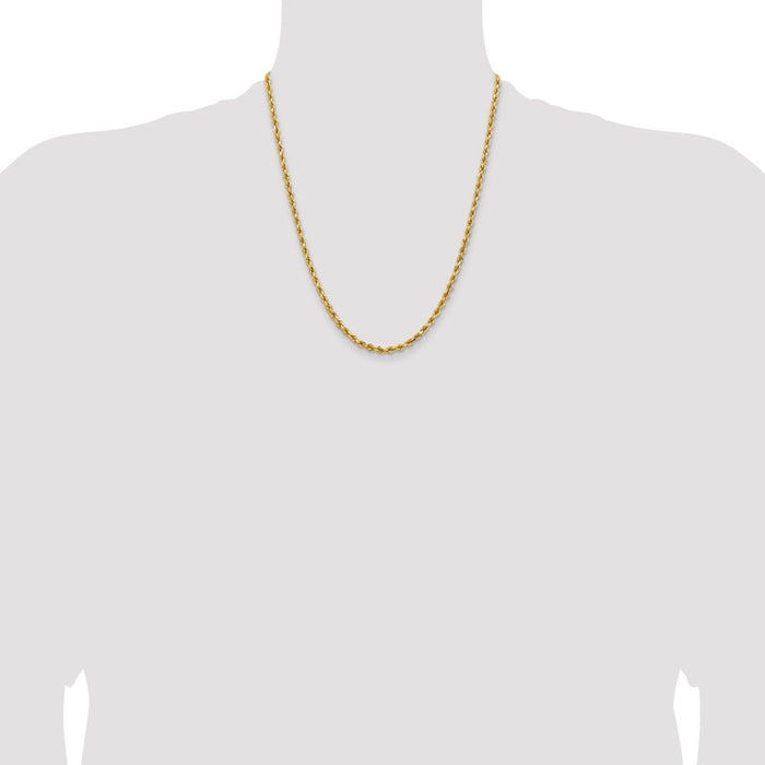 High-Quality 14K Gold 22-Inch 3.75mm Diamond-Cut Rope Chain - Stylish Luxury-4