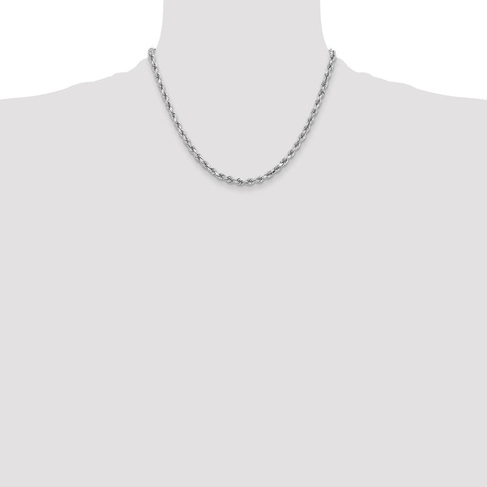 Buy 14K White Gold 18-Inch Diamond-Cut Rope Chain - 3.75mm, Stylish Luxury-4