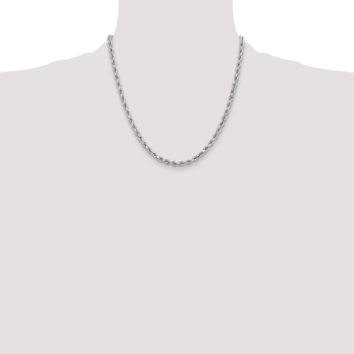Buy Stylish 14K White Gold 20-Inch 3.75mm Diamond-Cut Rope Chain, Luxury Design-4