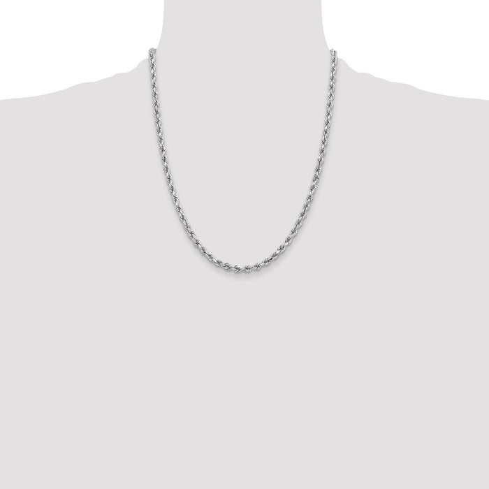 High-Quality 14K White Gold 22-Inch Diamond-Cut Rope Chain, Stylish & Affordable-4