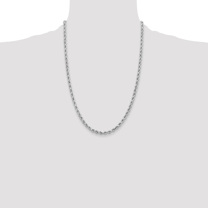 Shop 14K White Gold 24-Inch Diamond-Cut Rope Chain - Stylish 3.75mm Design-4