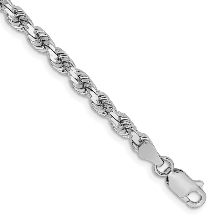 High-Quality 14K White Gold Diamond-Cut Rope Chain, 7-Inch, Stylish Links-1