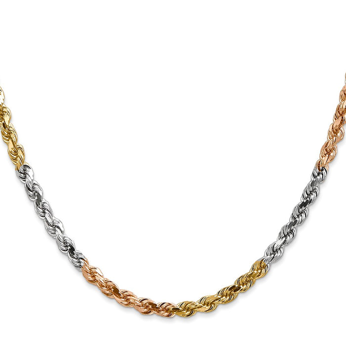 Shop Exclusive 14K Tri-Color Diamond-Cut Rope Chain - 24-Inch, 4mm, Stylish!-2