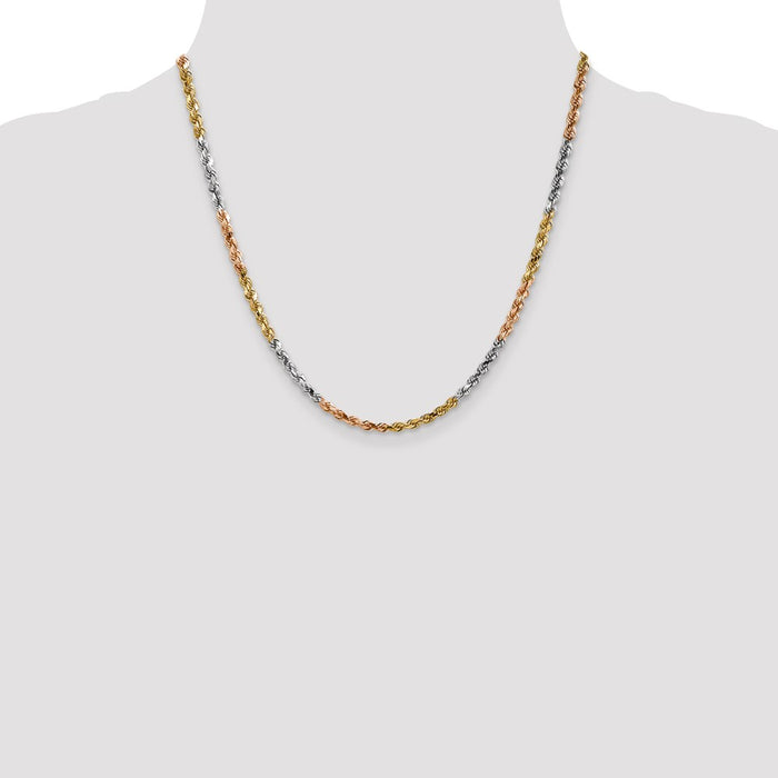 Shop 14K Tri-Color 20-Inch Diamond-Cut Rope Chain - Stylish 4mm Design-4
