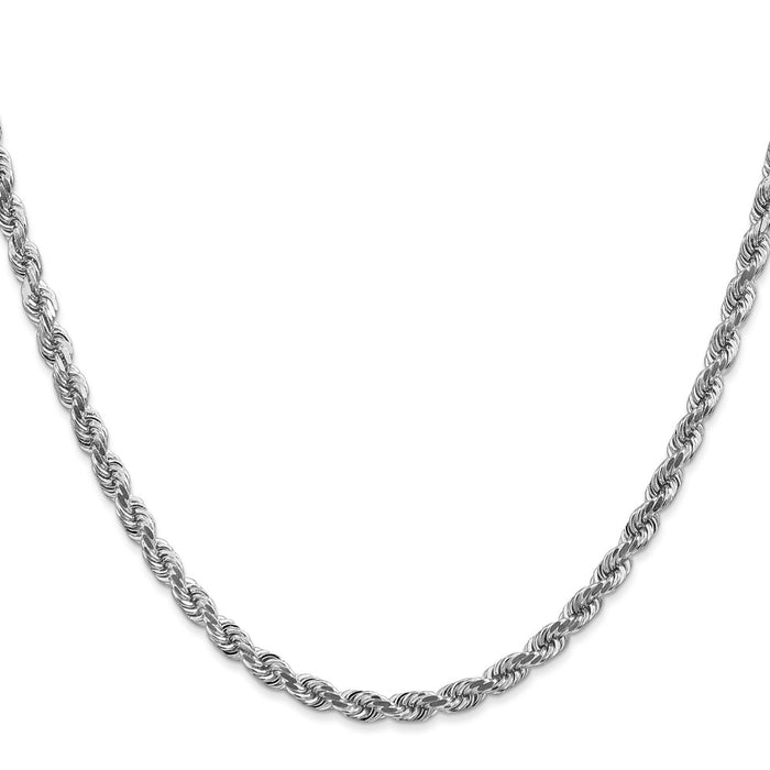 High-Quality 14K White Gold 18-Inch 4mm Diamond-Cut Rope Chain - Stylish Value!-2