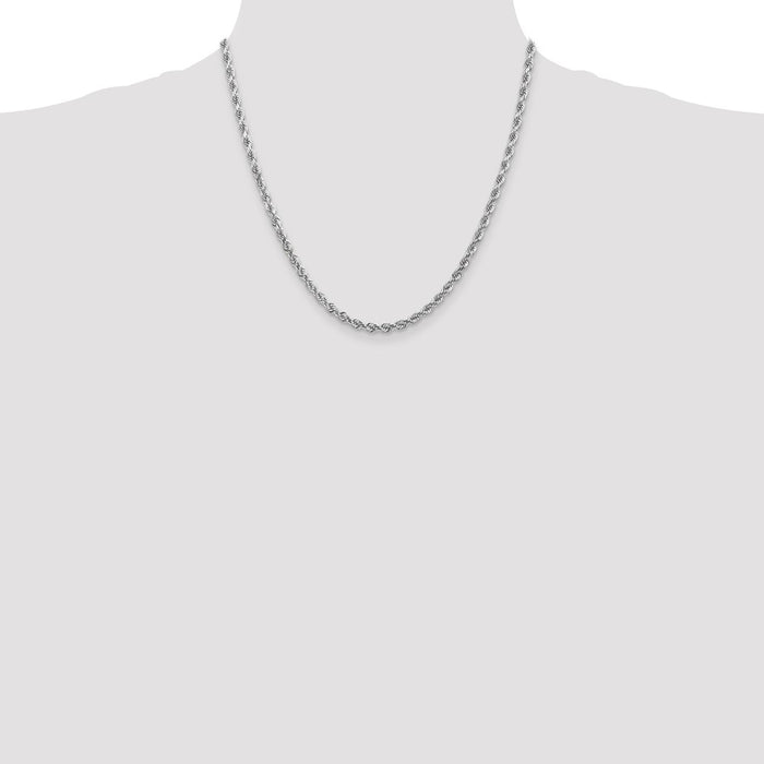 Buy 14K White Gold 20-Inch Diamond-Cut Rope Chain - Stylish & Affordable!-4