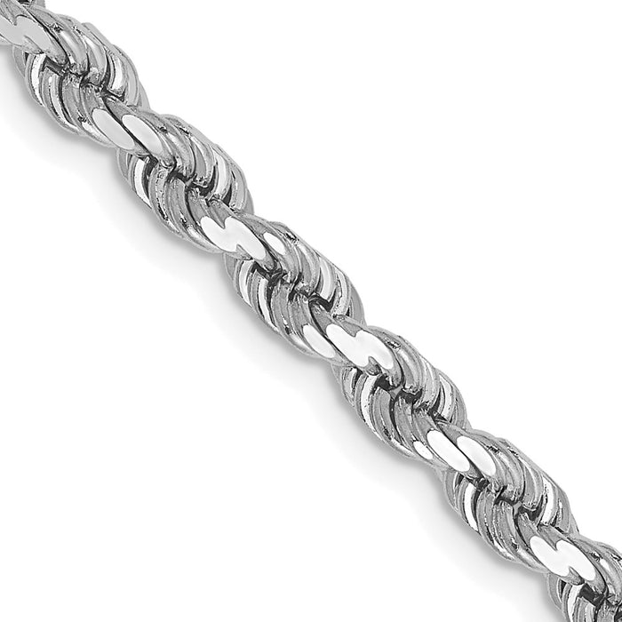 Buy Stylish 14K White Gold 30-Inch 4mm Diamond-Cut Rope Chain, Lobster Clasp-1