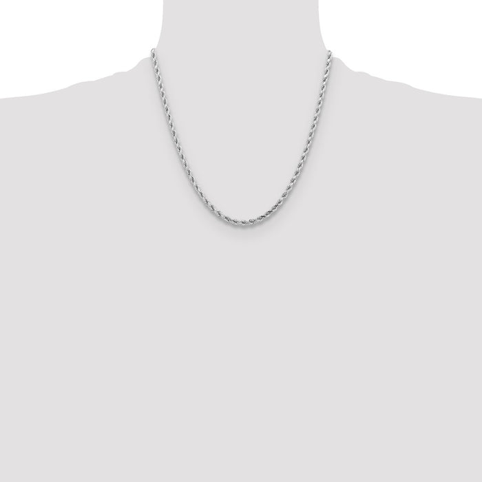 Shop Stylish 14K White Gold 20-Inch Diamond-Cut Rope Chain, 4.25mm, Luxury!-4