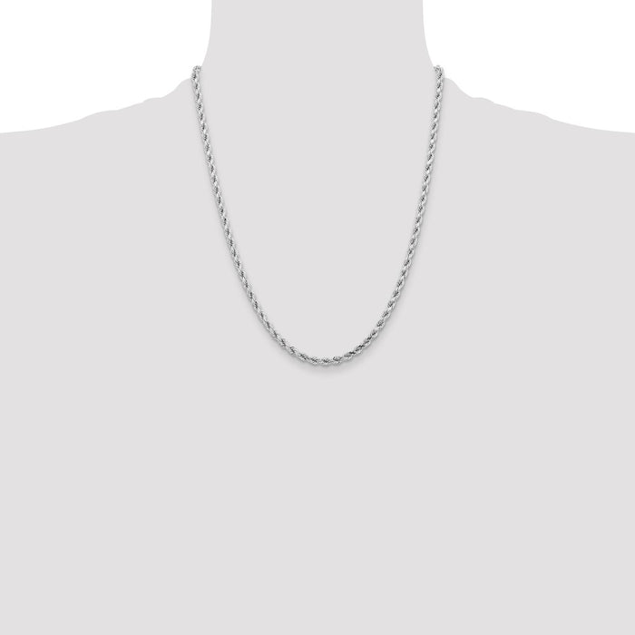 Shop 14K White Gold 22-Inch Diamond-Cut Rope Chain, 4.25mm - Stylish Value!-4