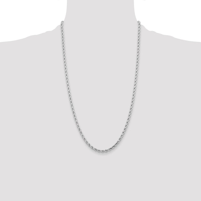 Exclusive 14K White Gold Diamond-Cut Rope Chain 26-Inch - Stylish 4.25mm-4