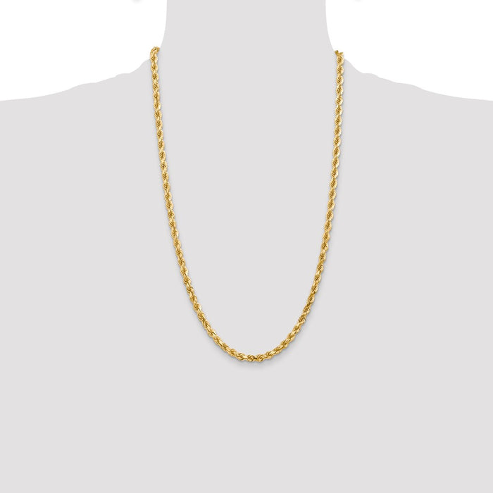 High-Quality 14K Gold 26-Inch 4.5mm Diamond-Cut Rope Chain - Stylish Value!-4