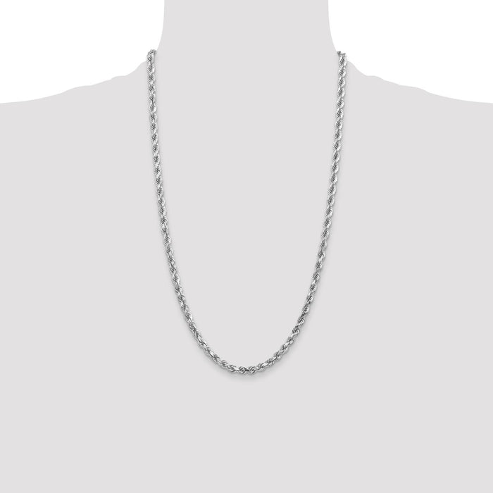 Shop 14K White Gold 26-Inch Diamond-Cut Rope Chain - 4.5mm Luxury Style-4