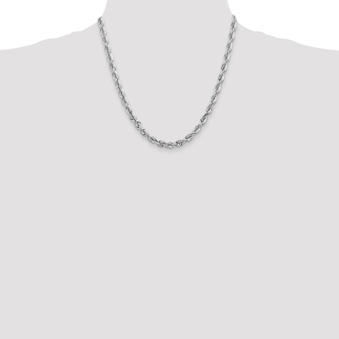 Shop Exclusive 14K White Gold 20-Inch Rope Chain - Stylish Diamond-Cut Links-4