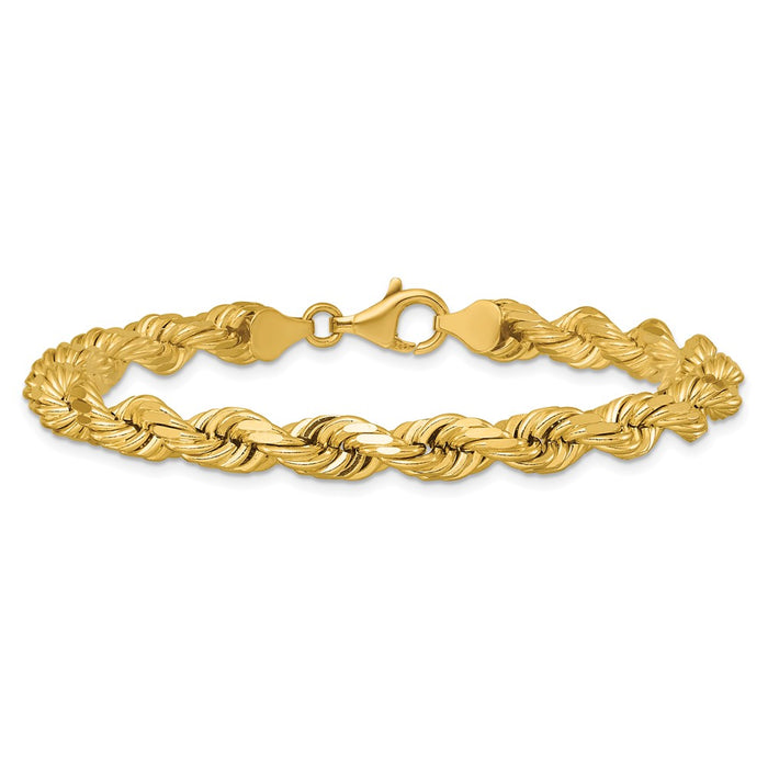Buy 14K Gold 9-Inch Diamond-Cut Rope Chain, 6.5mm - Stylish & Affordable!-4