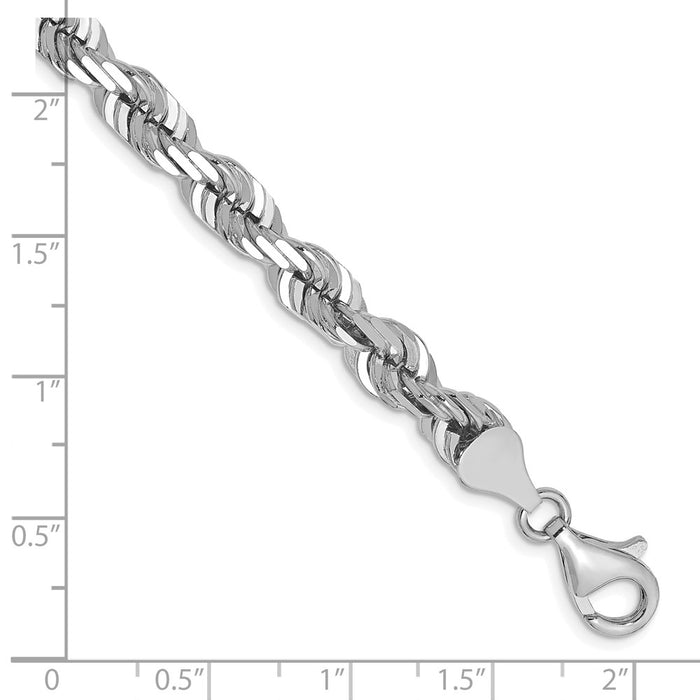 Shop Stylish 14K White Gold 6.5mm Diamond Cut Rope Chain - Elegant Lobster Clasp-2