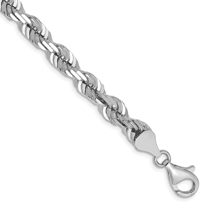 Shop Stylish 14K White Gold 6.5mm Diamond Cut Rope Chain - Elegant Lobster Clasp-1