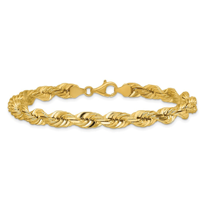 Shop Stylish 14K Gold 9-Inch Diamond-Cut Rope Chain - 7mm with Lobster Clasp-3