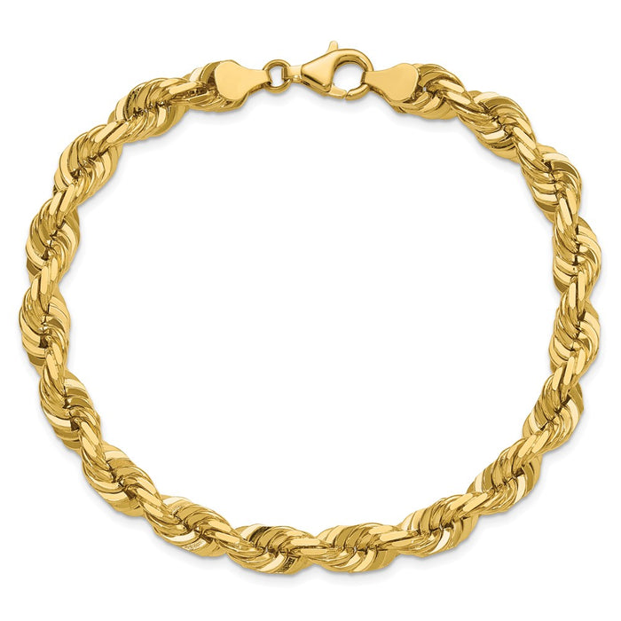 Shop Stylish 14K Gold 9-Inch Diamond-Cut Rope Chain - 7mm with Lobster Clasp-4