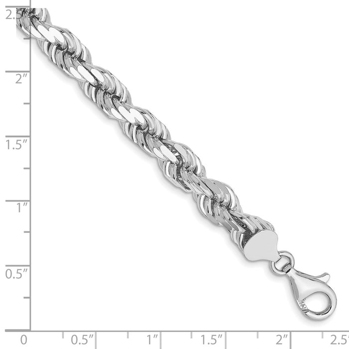 Buy 14K White Gold 7mm Diamond-Cut Rope Chain - Stylish Lobster Clasp-2