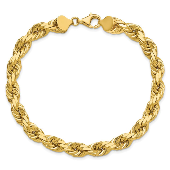 Shop 14K Gold 9-Inch Diamond-Cut Rope Chain - Stylish 8mm, Luxury Clasp-5
