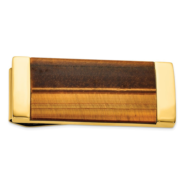 High-Quality Yellow IP-Plated Tiger's Eye Money Clip Wallet | Stylish & Durable-1