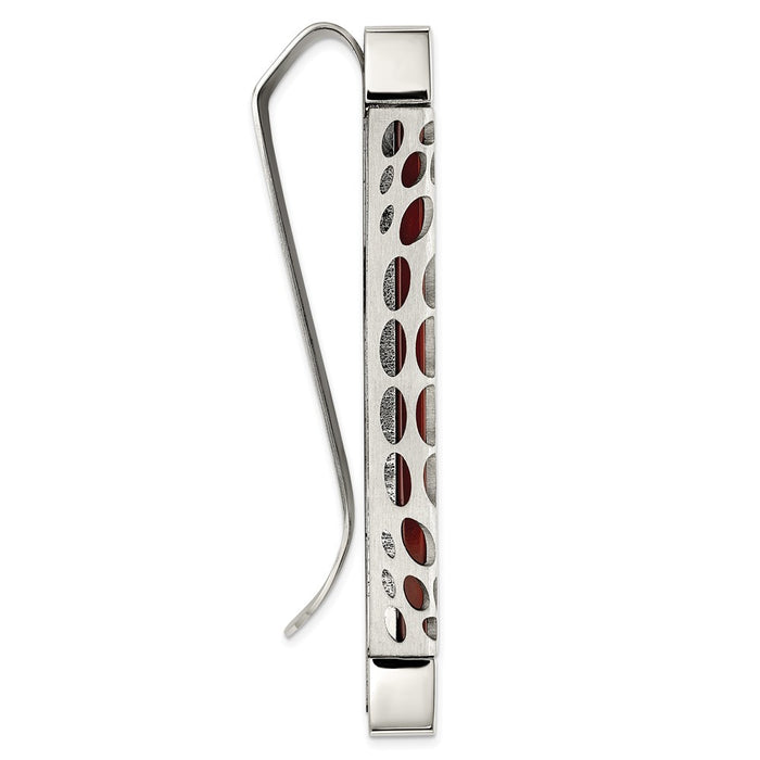 Buy Exclusive I.B. Goodman Stainless Steel Money Clip with Red Agate Inlay-2