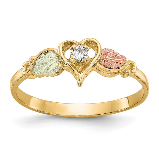 Exclusive 10K Tri-Color Black Hills Gold Heart Ring with Diamond Accent
