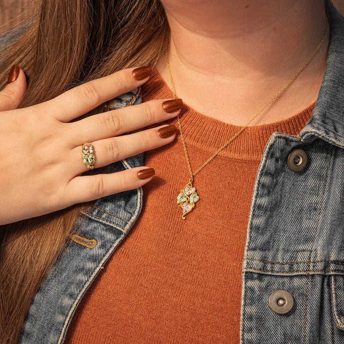 Exclusive 10K Tri-Color Black Hills Gold Floral Ring - Stylish Design, Great Value-6