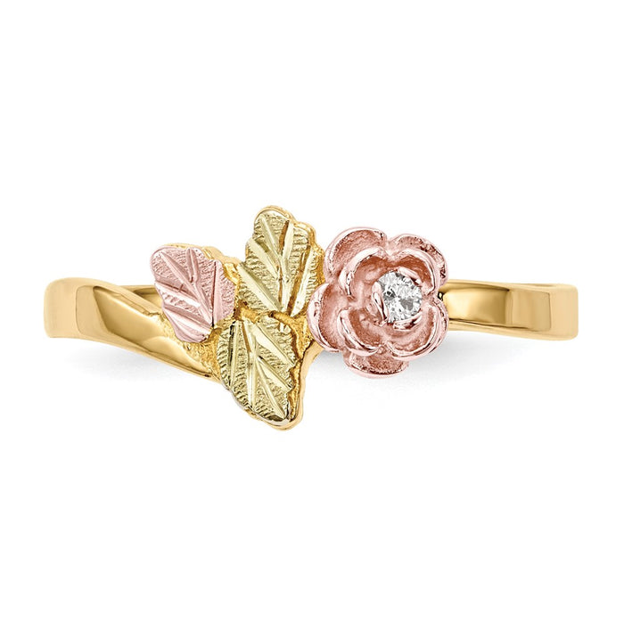 Buy Stylish 10K Tri-Color Black Hills Gold Rose Diamond Ring - Luxury Design-4