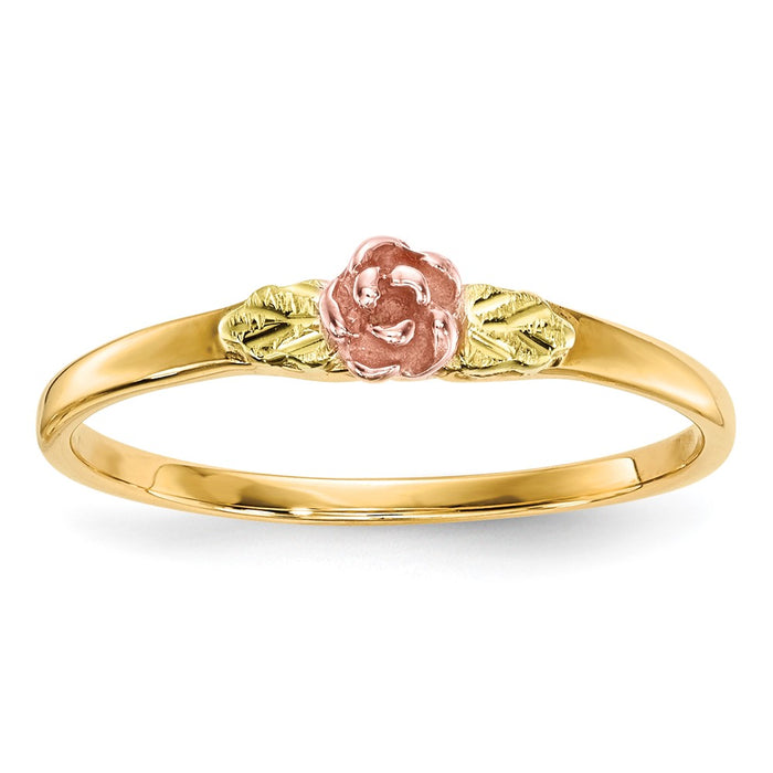 Shop Stylish 10K Tri-Color Black Hills Gold Rose Ring - Affordable Elegance!-1