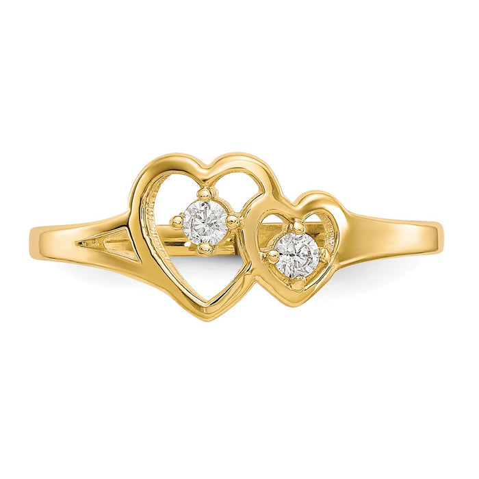 Buy Stylish 10K Double Heart CZ Engagement Ring - Affordable Luxury Design-4