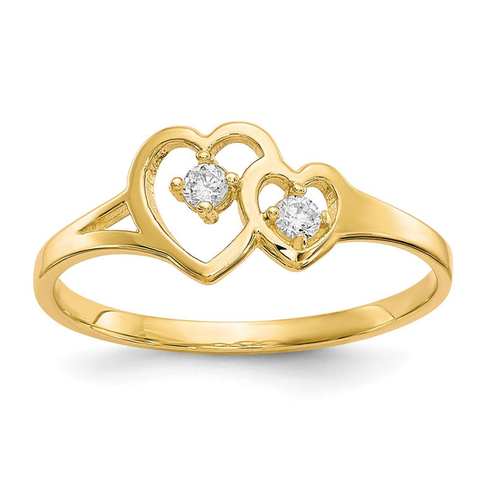 Buy Stylish 10K Double Heart CZ Engagement Ring - Affordable Luxury Design-1