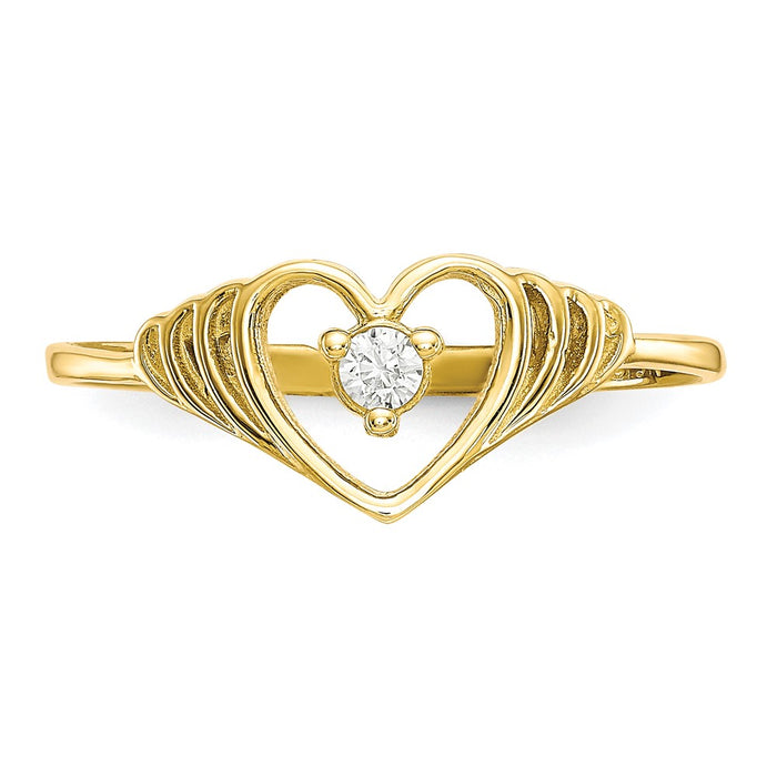 Buy 10K Gold Heart-Shaped CZ Ring - Stylish & Affordable Jewelry Choice!-4